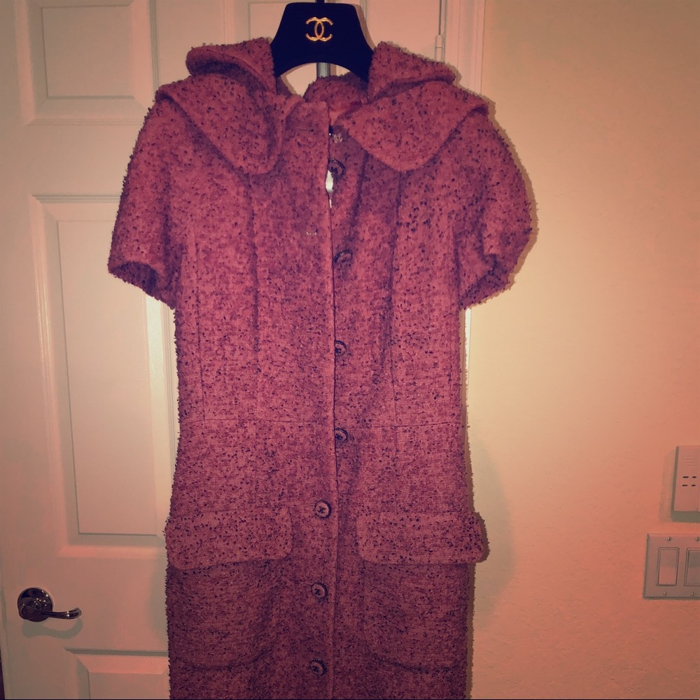 Chanel pink wool button-down dress.